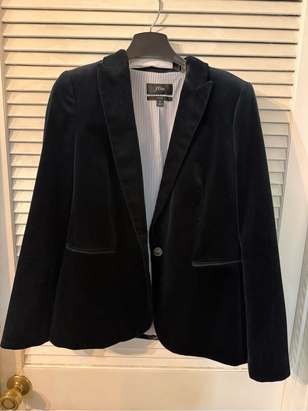 J. Crew Black Velvet Single-Button Blazer (women’s) Size 8